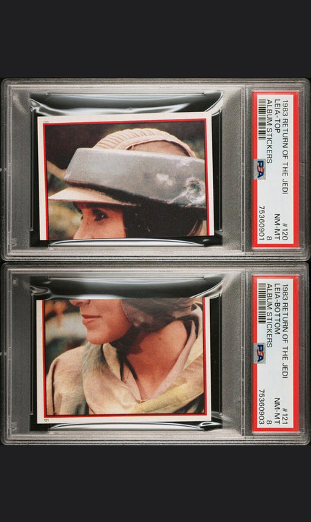 PRINCESS LEIA PSA 8 1983 Topps Star Wars Return of the Jedi Album Stickers #120 #121 Star Wars Graded Cards Sticker - Hobby Gems