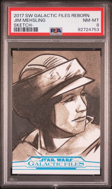 PRINCESS LEIA PSA 8 2017 Topps Star Wars Galactic Files Reborn Sketch Jim Mehsling 1/1 Star Wars Graded Cards Sketch - Hobby Gems