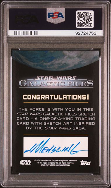 PRINCESS LEIA PSA 8 2017 Topps Star Wars Galactic Files Reborn Sketch Jim Mehsling 1/1 Star Wars Graded Cards Sketch - Hobby Gems