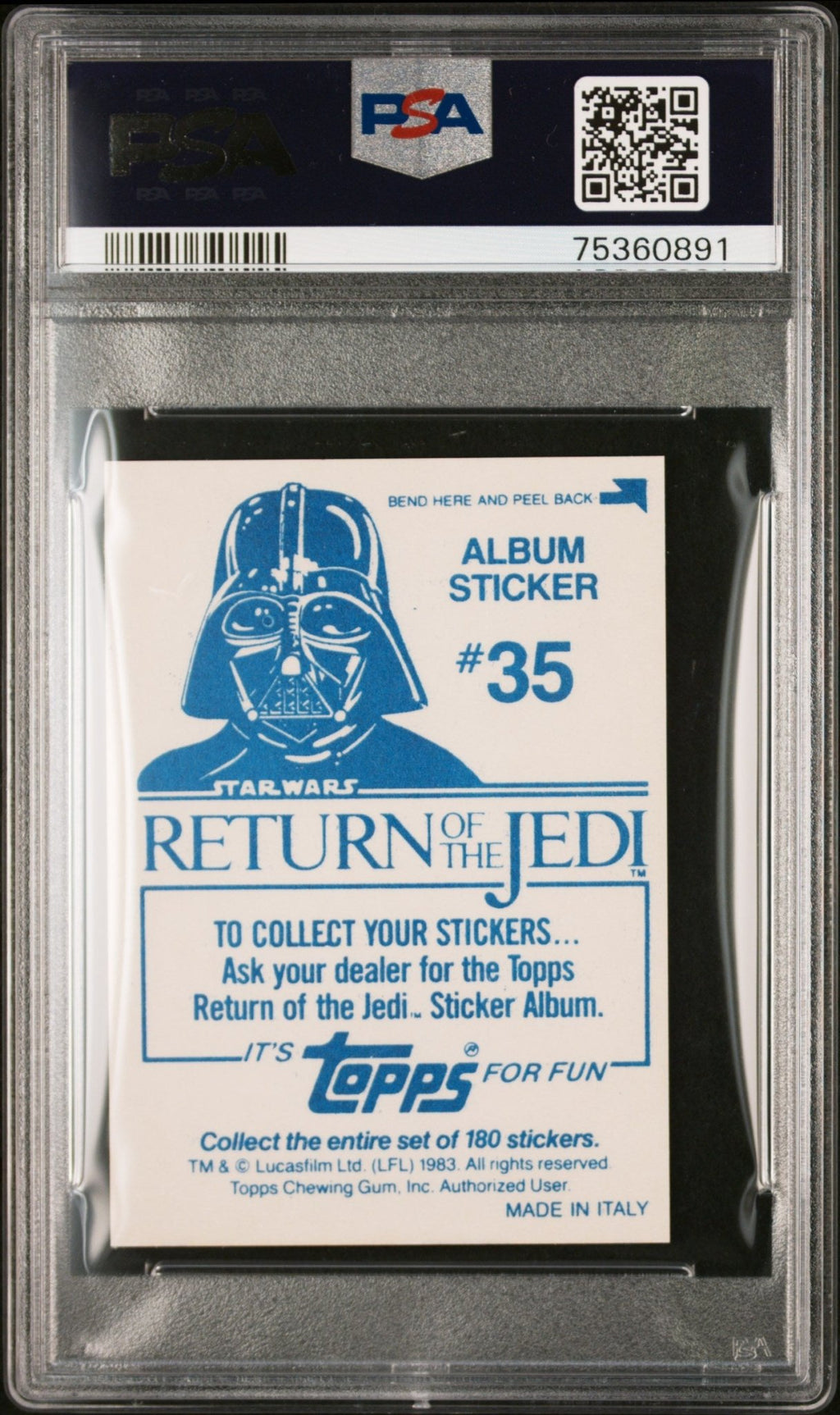 PRINCESS LEIA SLAVE PSA 10 1983 Topps Star Wars Return of the Jedi Album Sticker #35 Star Wars Graded Cards Sticker - Hobby Gems