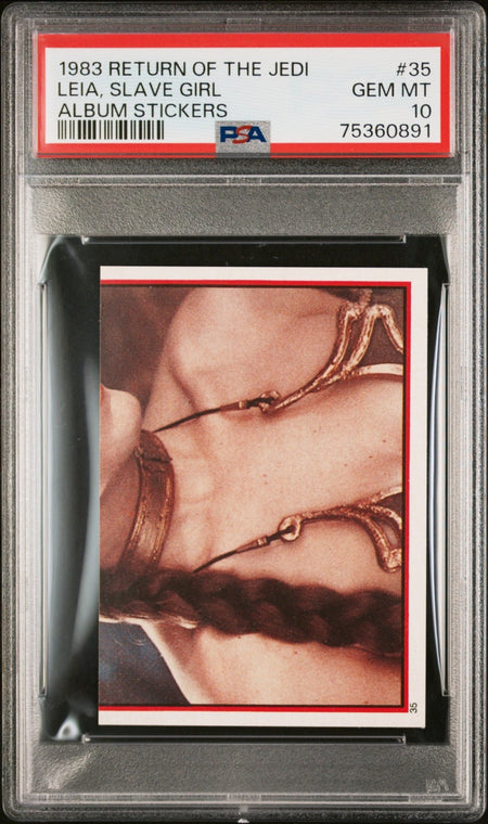 PRINCESS LEIA SLAVE PSA 10 1983 Topps Star Wars Return of the Jedi Album Sticker #35 Star Wars Graded Cards Sticker - Hobby Gems