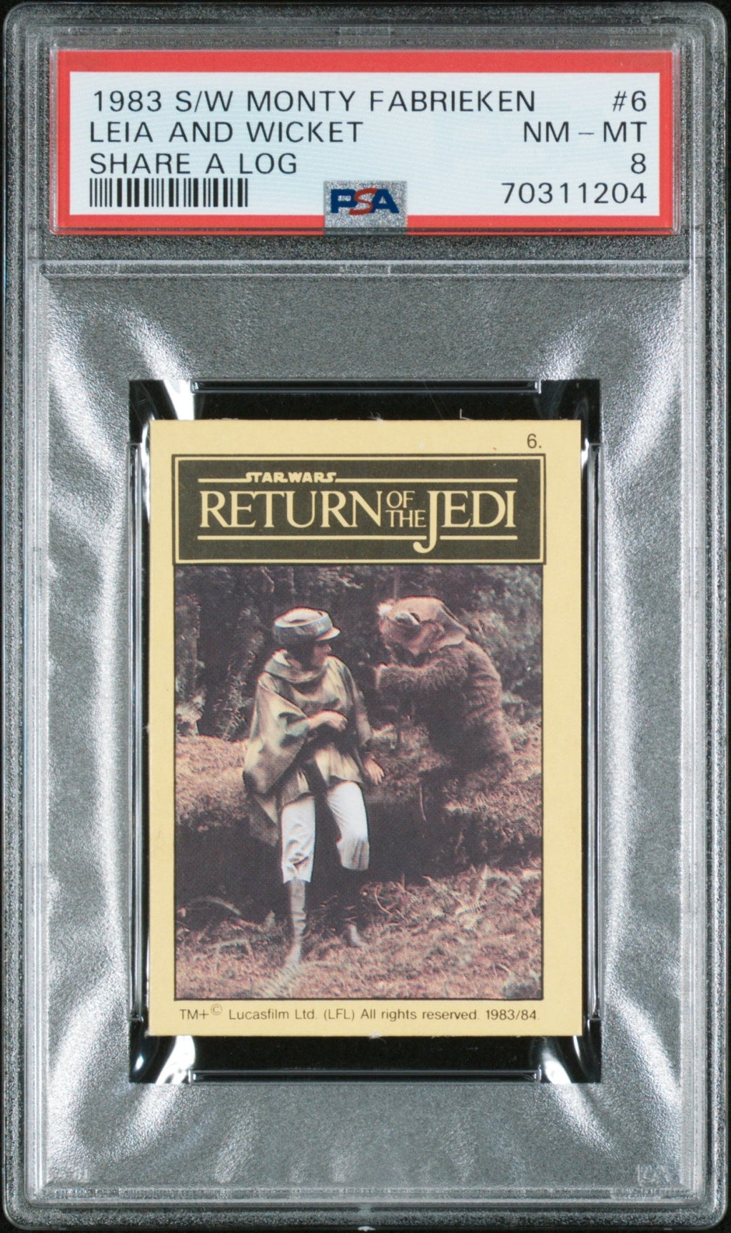 PRINCESS LEIA WICKET PSA 8 1983 Stars Wars Monty Fabrieken Share A Log #6 Star Wars Base Graded Cards - Hobby Gems