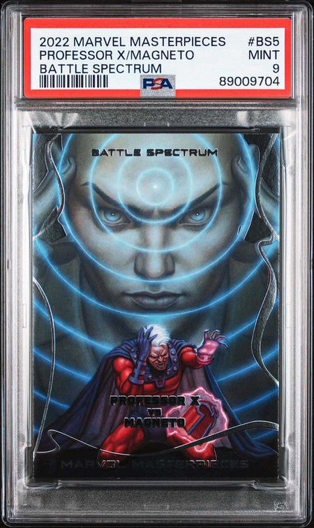 PROFESSOR X vs MAGNETO PSA 9 2022 Marvel Masterpieces Battle Spectrum #BS5 Marvel Graded Cards Insert - Hobby Gems