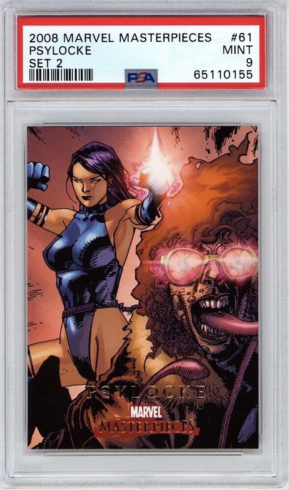 PSYLOCKE PSA 9 2008 Upper Deck Marvel Masterpieces #61 Marvel Base Graded Cards - Hobby Gems