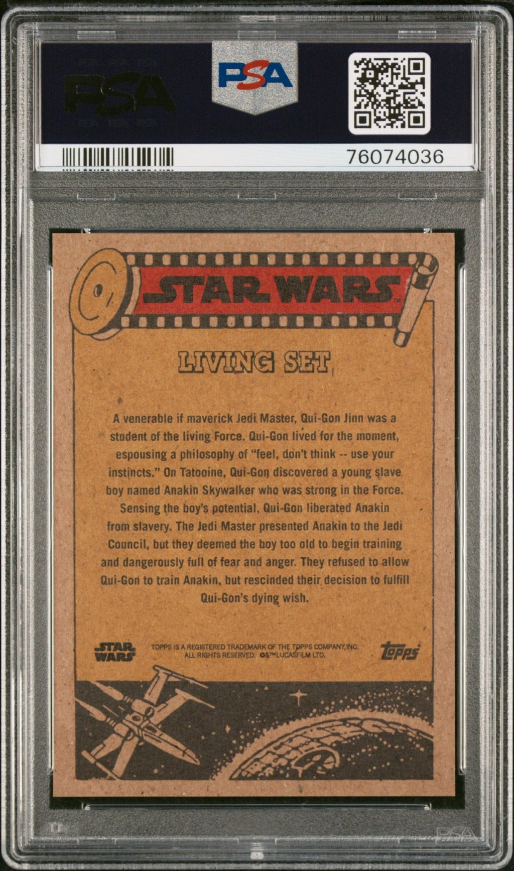 QUI-GON JINN PSA 9 2021 Topps Star Wars Living #248 C1 Star Wars Base Graded Cards Short Print - Hobby Gems