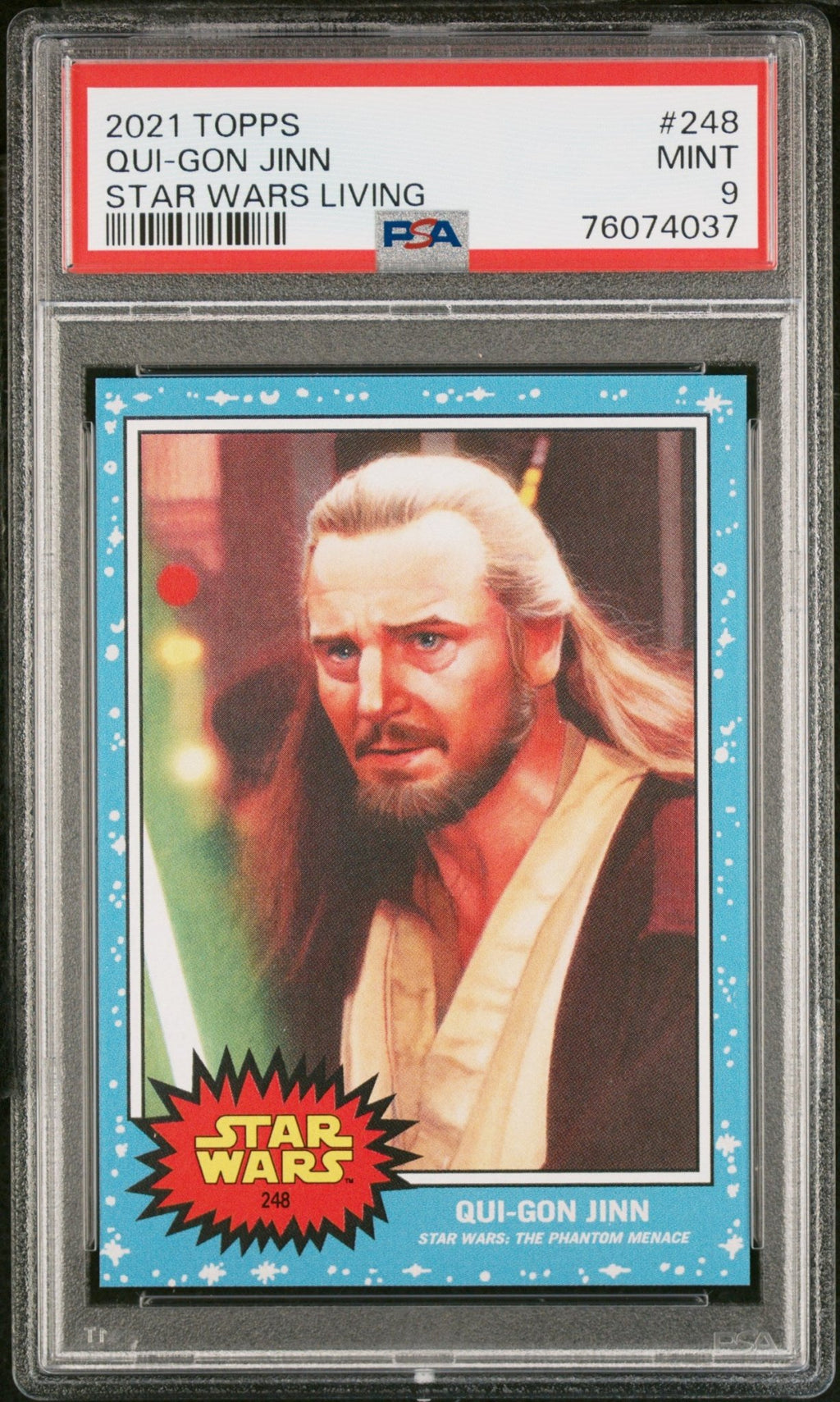 QUI-GON JINN PSA 9 2021 Topps Star Wars Living #248 C2 Star Wars Base Graded Cards Short Print - Hobby Gems