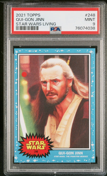 QUI-GON JINN PSA 9 2021 Topps Star Wars Living #248 C3 Star Wars Base Graded Cards Short Print - Hobby Gems