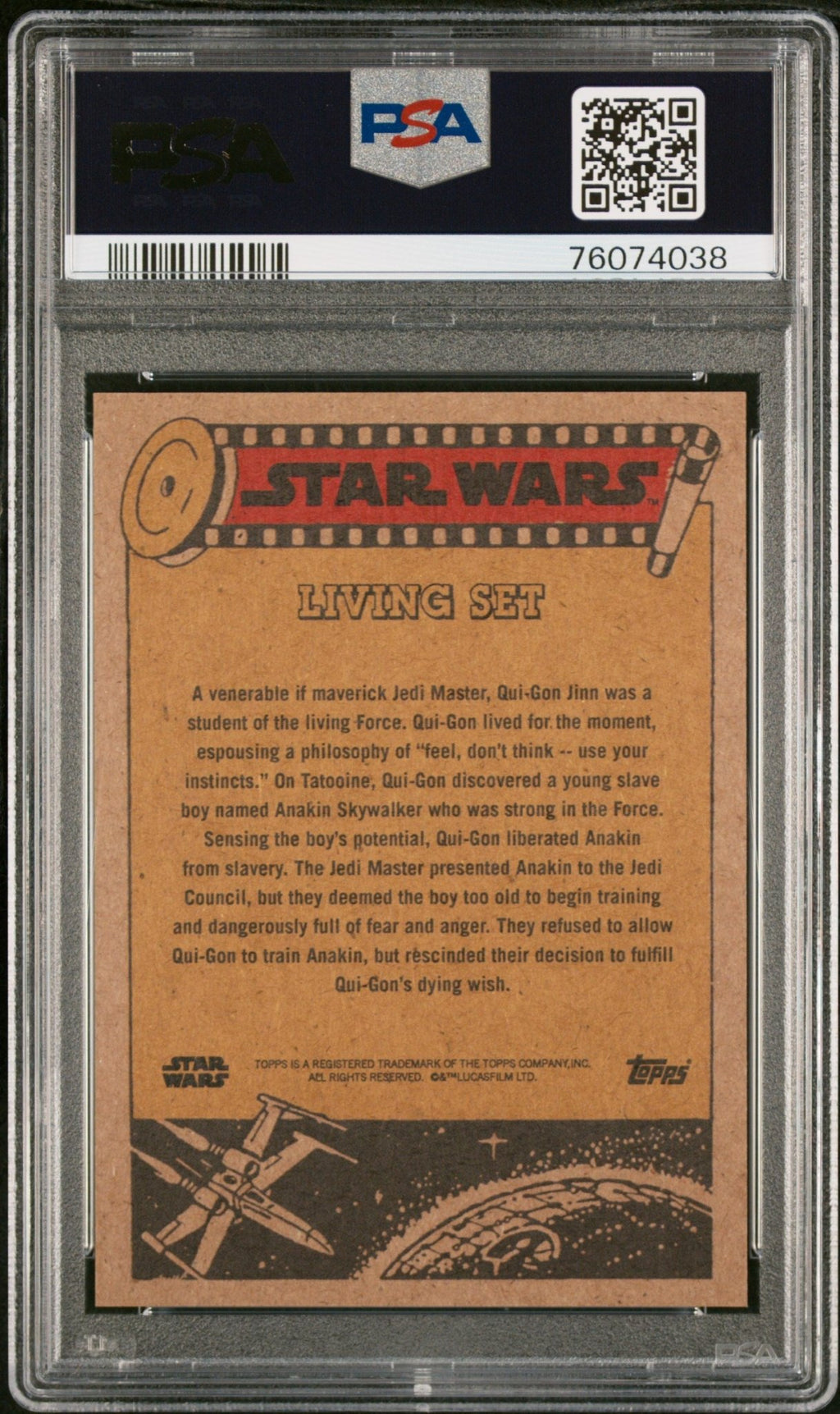 QUI-GON JINN PSA 9 2021 Topps Star Wars Living #248 C3 Star Wars Base Graded Cards Short Print - Hobby Gems