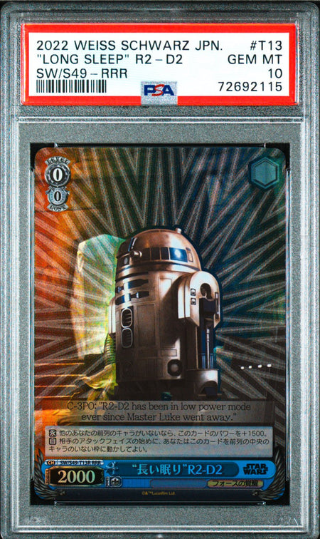 R2-D2 PSA 10 2022 Weiss Schwarz Star Wars "Long Sleep" #T13 RRR Star Wars Graded Cards Short Print - Hobby Gems