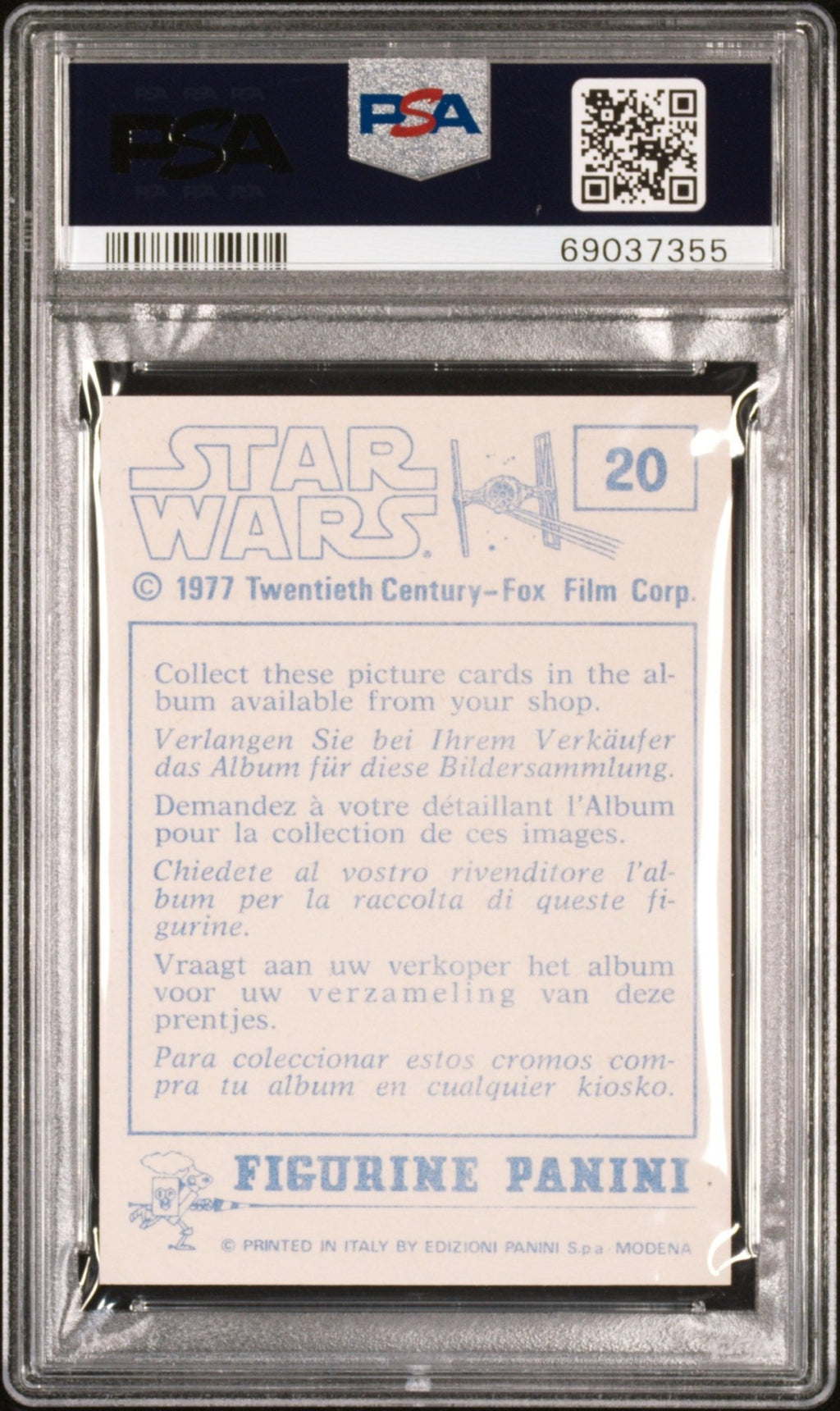 R2-D2 PSA 9 1977 Star Wars Panini Italy Sticker C-3PO #20 Star Wars Graded Cards Sticker - Hobby Gems