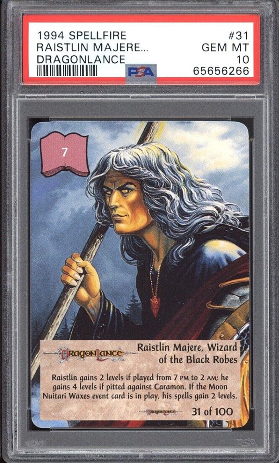 RAISTLIN MAJERE, WIZARD OF THE BLAC PSA 10 1994 Spellfire Dragonlance #31 Dungeons & Dragons Base Graded Cards - Hobby Gems