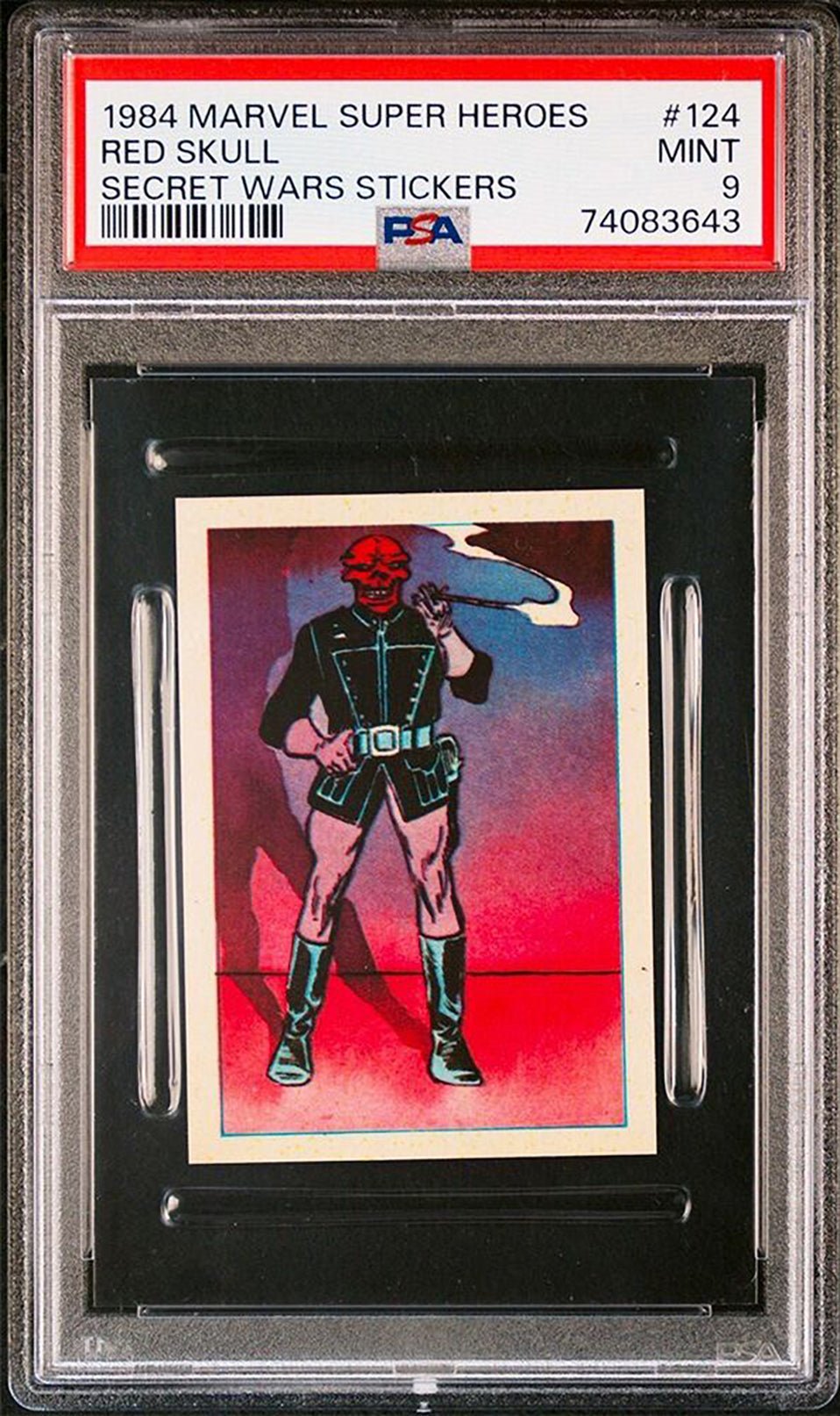 RED SKULL PSA 9 1984 Marvel Super Heroes Secret Wars Stickers #124 Marvel Graded Cards Sticker - Hobby Gems