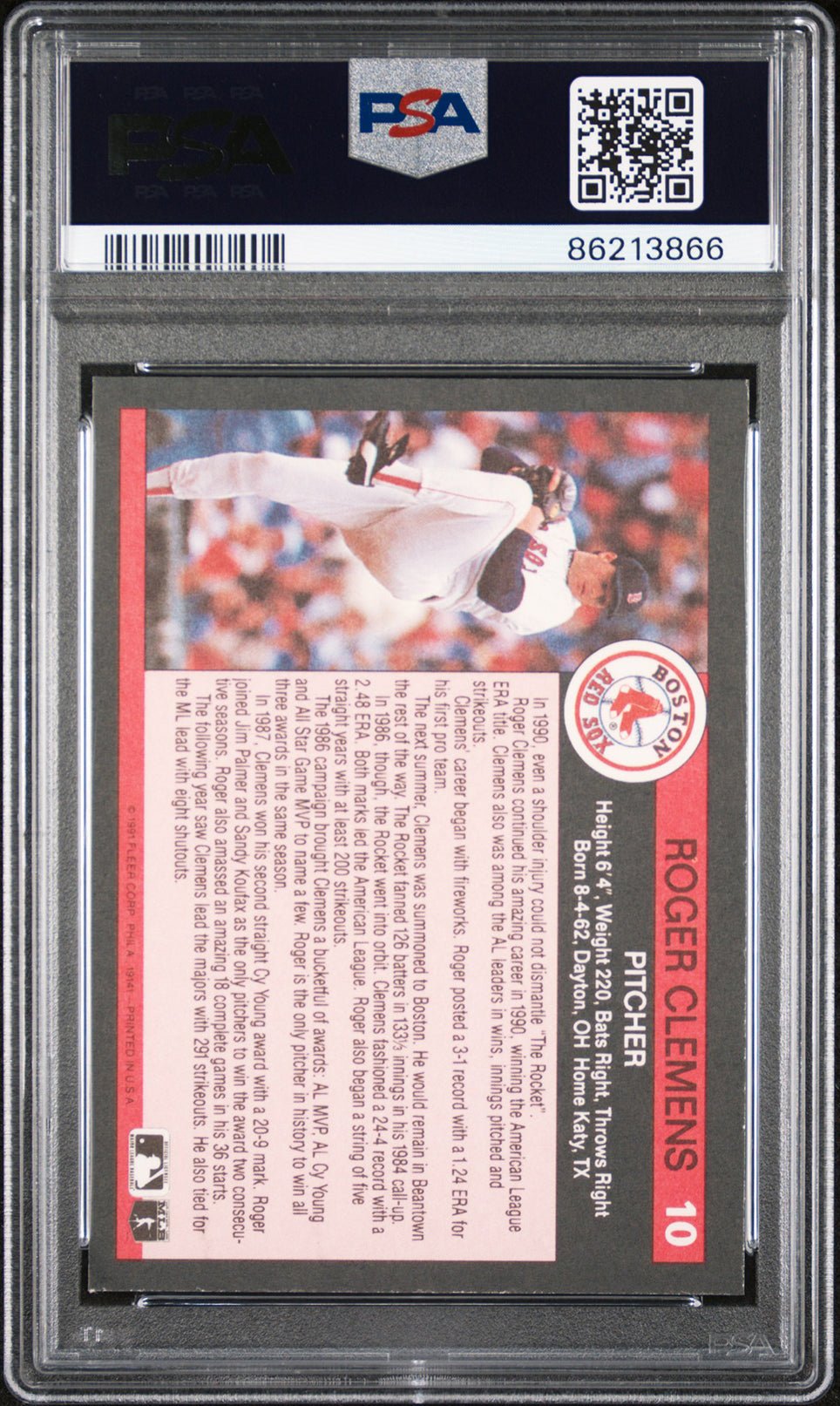 ROGER CLEMENS PSA 8 1991 Fleer All Star Team #10 Baseball Graded Cards Insert - Hobby Gems