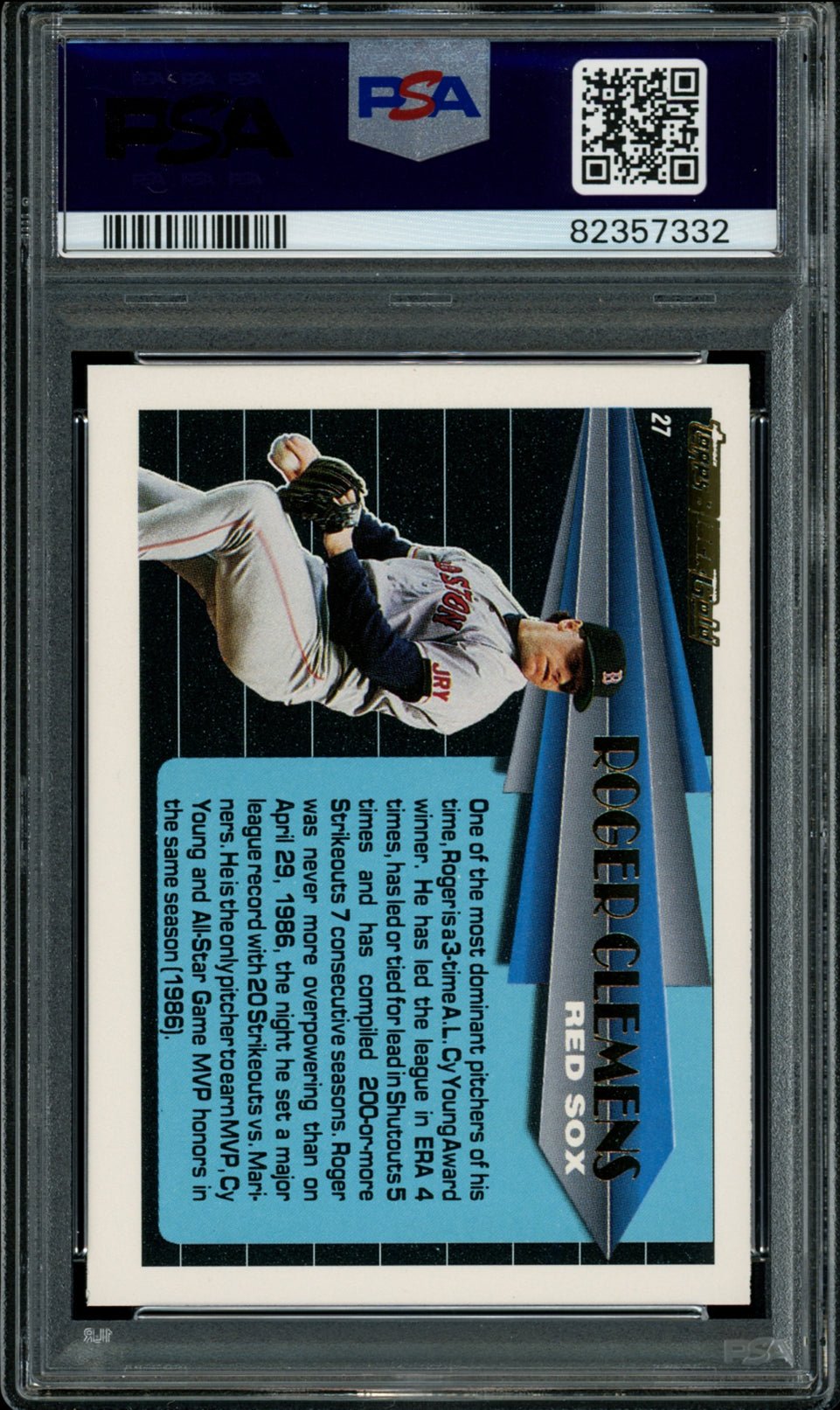 ROGER CLEMENS PSA 8 1993 Topps Black Gold #27 Baseball Graded Cards Insert - Hobby Gems