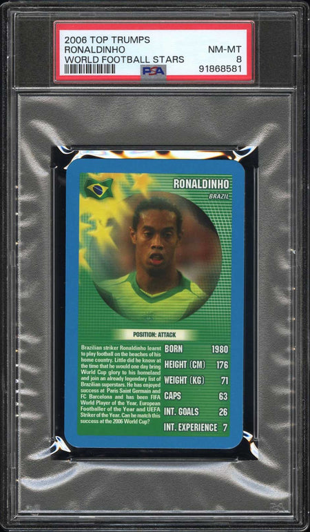 RONALDINHO PSA 8 2006 Top Trumps World Football Stars Soccer Base Graded Cards - Hobby Gems