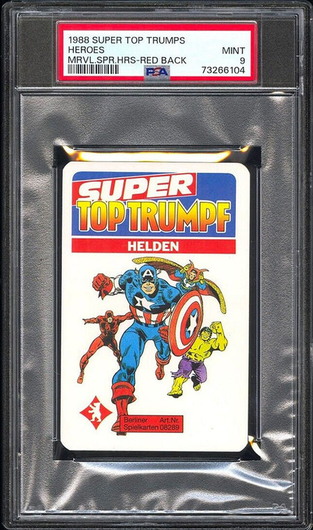 RULE CARD PSA 9 1988 Super Top Trumps Marvel Super Heroes Red Back Marvel Base Graded Cards - Hobby Gems