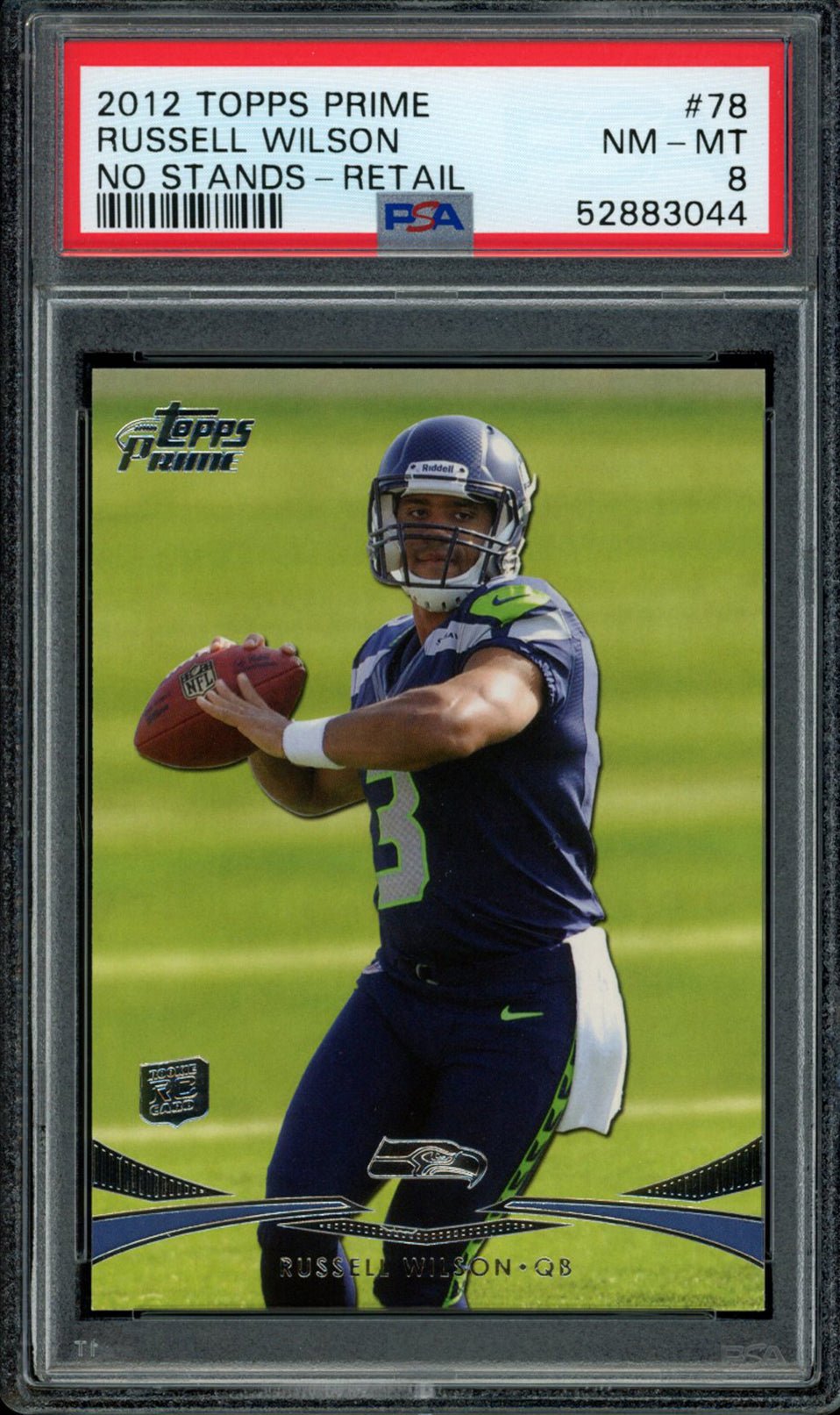 RUSSELL WILSON PSA 8 2012 Topps Prime RC No Stands Retail #78 Football Base Graded Cards RC - Hobby Gems