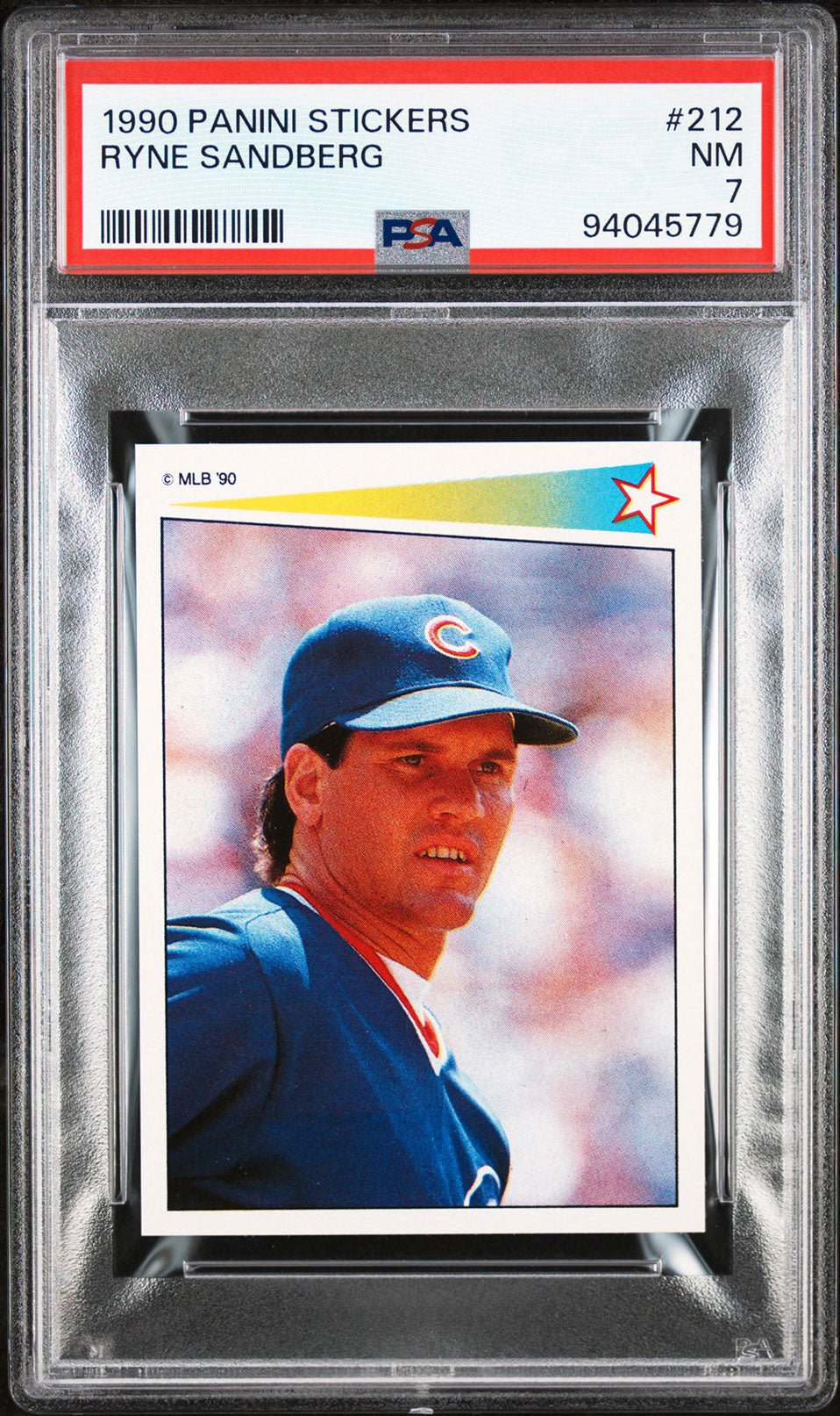 RYNE SANDBERG PSA 7 1990 Panini Sticker #212 Baseball Graded Cards Sticker - Hobby Gems