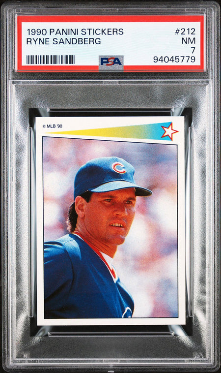 RYNE SANDBERG PSA 7 1990 Panini Sticker #212 Baseball Graded Cards Sticker - Hobby Gems