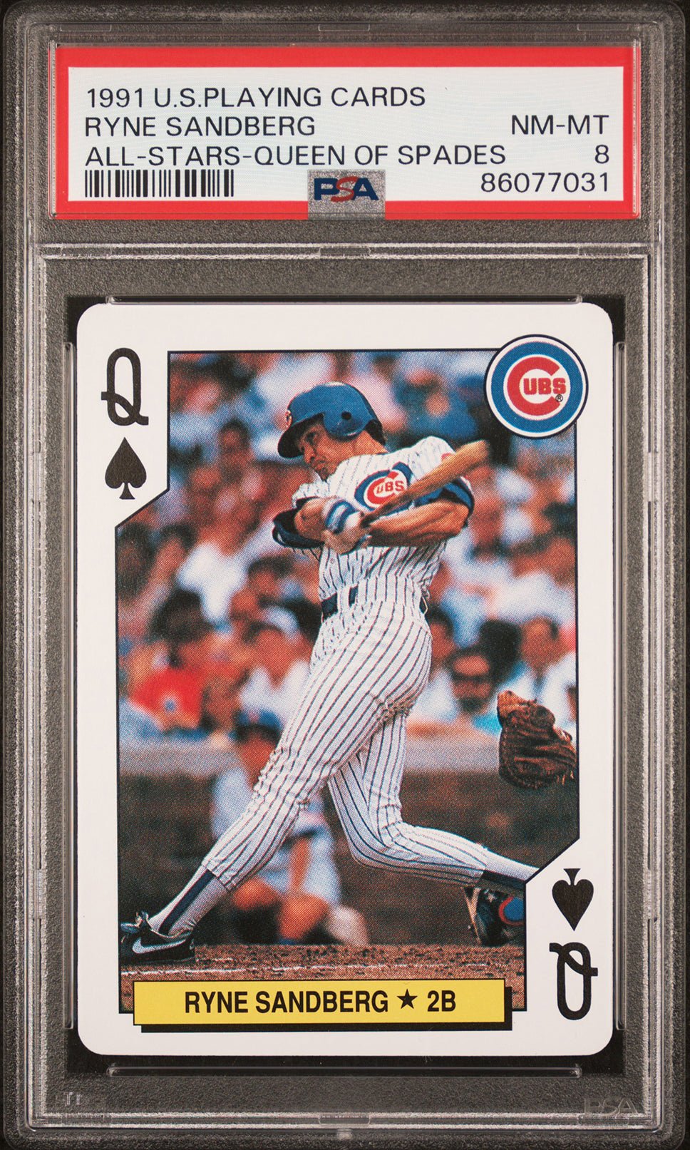 RYNE SANDBERG PSA 8 1991 U.S. Playing Card All-Stars Queen of Spades Baseball Base Graded Cards - Hobby Gems