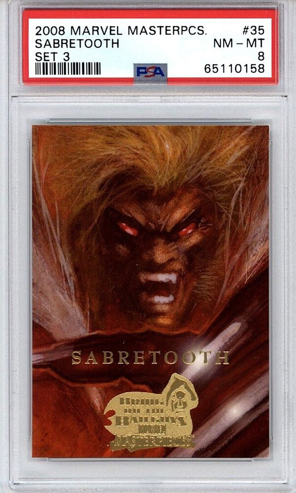 SABERTOOTH PSA 8 2008 Upper Deck Marvel Masterpieces Series 3 #35 Marvel Base Graded Cards - Hobby Gems