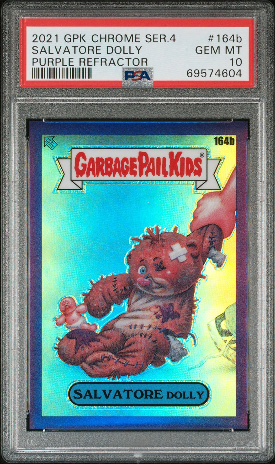 SALVATORE DOLLY PSA 10 2021 Topps Chrome Purple Refractor 164b 214/250 Garbage Pail Kids Graded Cards Parallel Serial Numbered - Hobby Gems