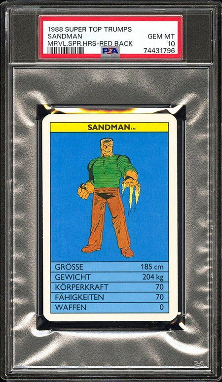 SANDMAN PSA 10 1988 Super Top Trumps Marvel Super Heroes Red Back Marvel Base Graded Cards - Hobby Gems