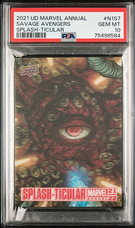 SAVAGE AVENGERS PSA 10 2021-22 Upper Deck Marvel Annual Splash-Ticular #N1S-7 Marvel Graded Cards Insert - Hobby Gems