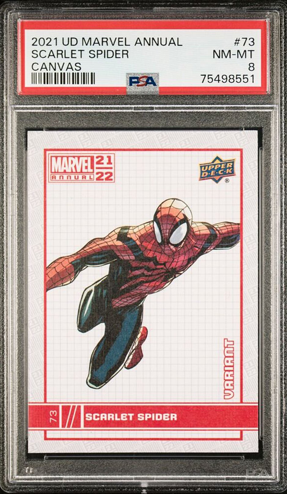 SCARLET SPIDER PSA 8 2021-22 Upper Deck Marvel Annual Canvas Variant #73 Marvel Graded Cards Parallel - Hobby Gems