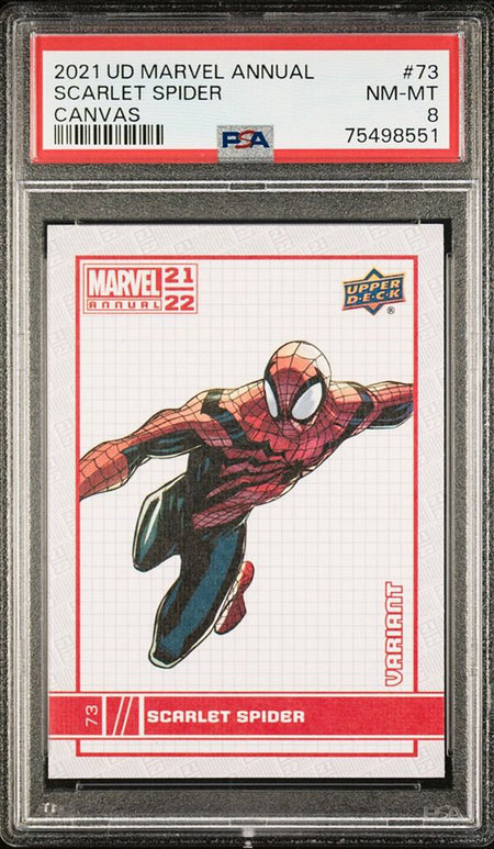 SCARLET SPIDER PSA 8 2021-22 Upper Deck Marvel Annual Canvas Variant #73 Marvel Graded Cards Parallel - Hobby Gems