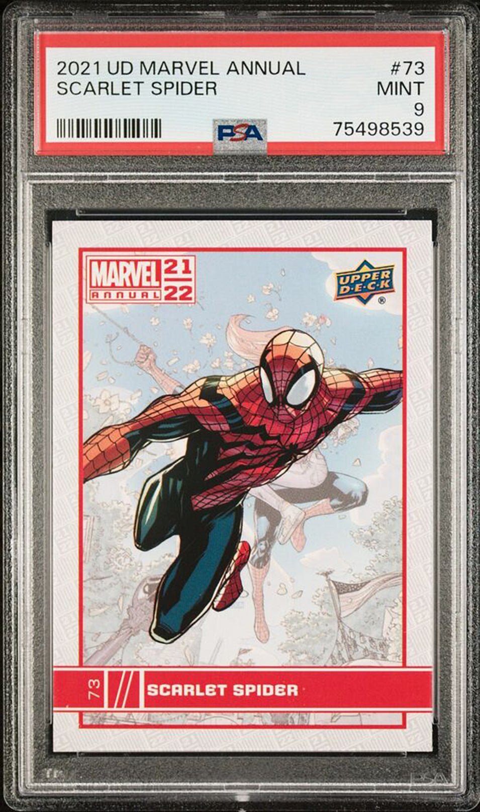 SCARLET SPIDER PSA 9 2021-22 Upper Deck Marvel Annual #73 Marvel Base Graded Cards - Hobby Gems