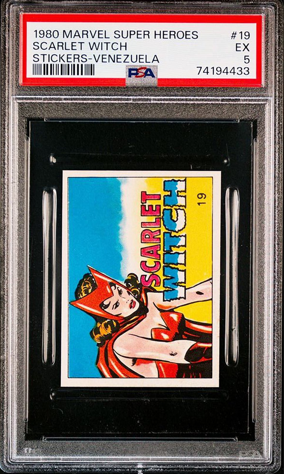 SCARLET WITCH PSA 5 1980 Marvel Super Heroes Stickers-Venezuela #19 Marvel Graded Cards Sticker - Hobby Gems