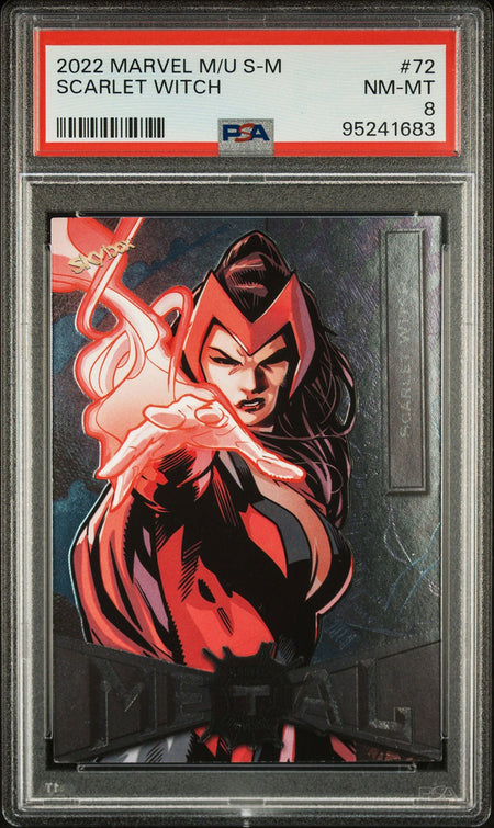 SCARLET WITCH PSA 8 2022 Skybox Marvel Metal Universe Spider - Man #72 Marvel Base Graded Cards - Hobby Gems