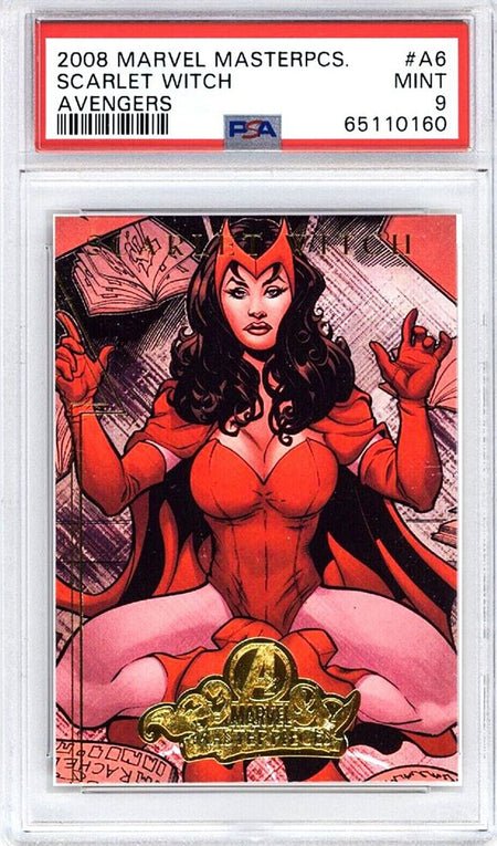 SCARLET WITCH PSA 9 2008 Upper Deck Marvel Masterpieces Fleer Avengers Foil #6 Marvel Graded Cards Insert - Hobby Gems