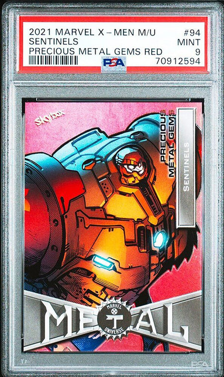 SENTINELS PSA 9 2020 Marvel X-Men Universe Precious Metal Gems PMG Red 66/100 Marvel Graded Cards Parallel Serial Numbered - Hobby Gems