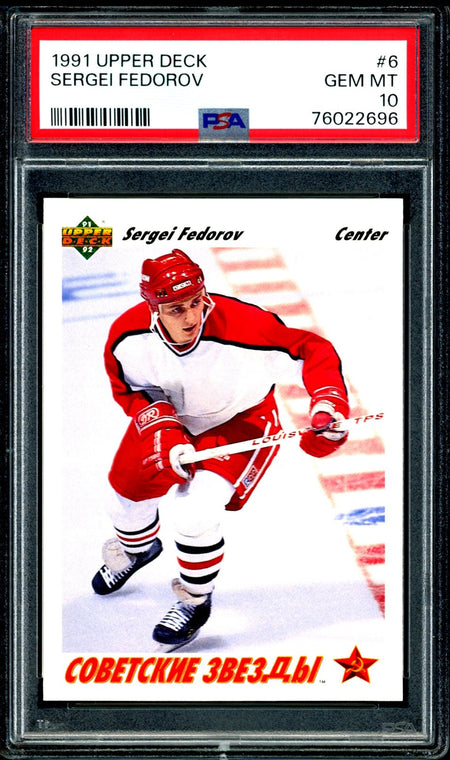 SERGEI FEDOROV PSA 10 1991-92 Upper Deck Soviet Stars #6 Hockey Base Graded Cards - Hobby Gems