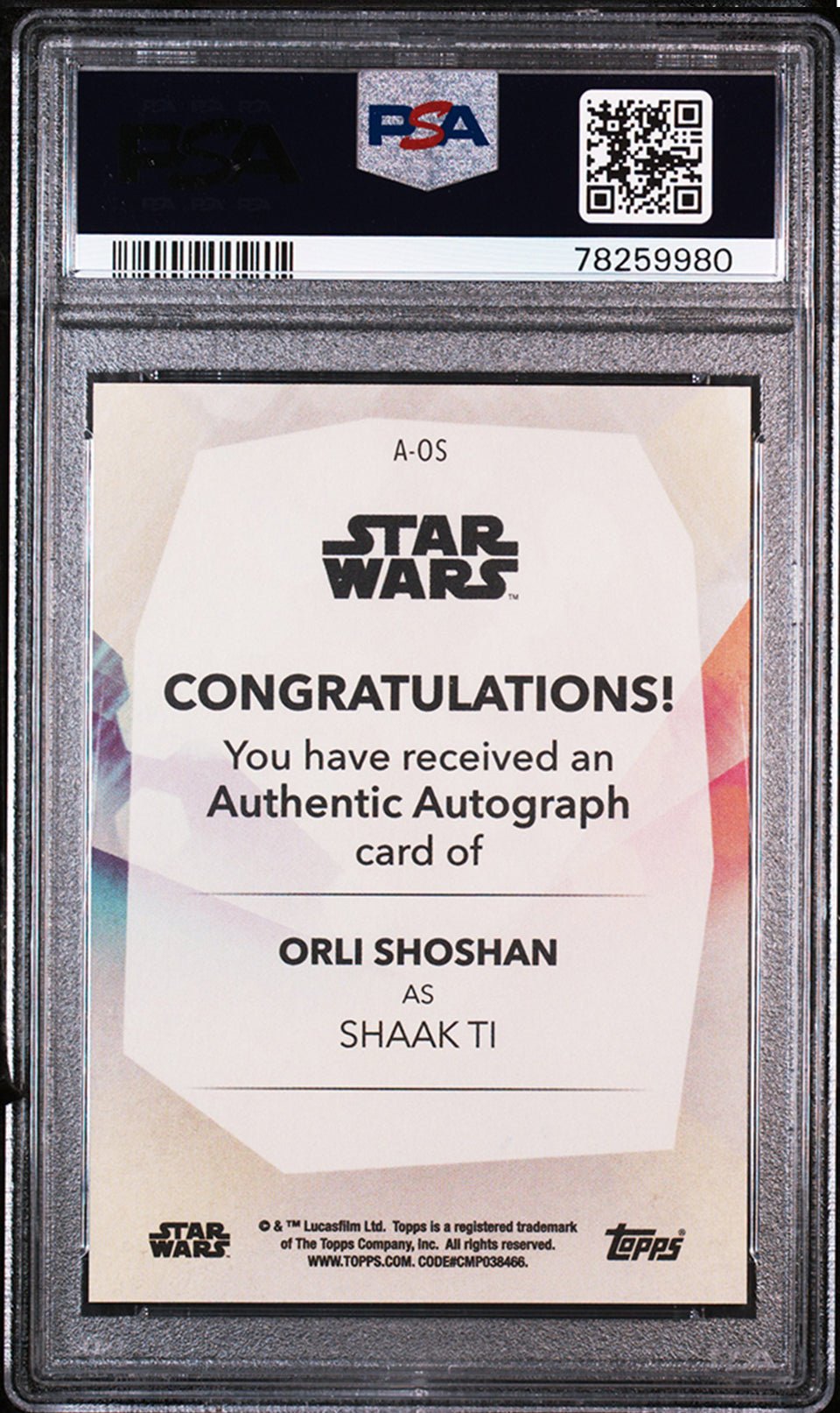 SHAAK TI PSA 10 2020 Topps Women of Star Wars Autographs Auto #AOS Orange 34/99 Star Wars Autograph Graded Cards Insert - Hobby Gems