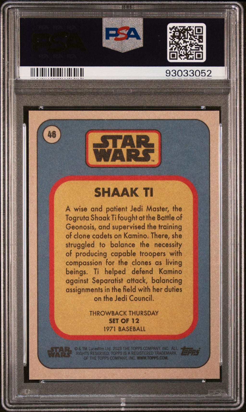 SHAAK TI PSA 10 2023 Topps Star Wars Throwback Thursday TBT #47 C1 Star Wars Base Graded Cards - Hobby Gems