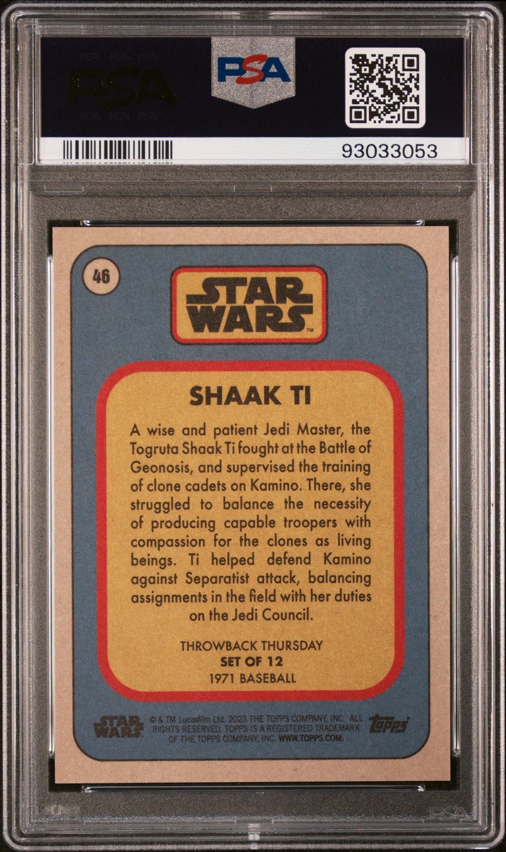 SHAAK TI PSA 10 2023 Topps Star Wars Throwback Thursday TBT #47 C2 Star Wars Base Graded Cards - Hobby Gems