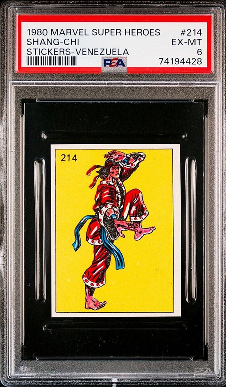 SHANG-CHI PSA 6 1980 Marvel Super Heroes Stickers-Venezuela #214 Marvel Graded Cards Sticker - Hobby Gems