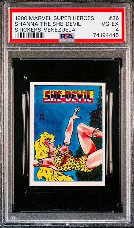 SHANNA THE SHE-DEVIL PSA 4 1980 Marvel Super Heroes Stickers-Venezuela #26 Marvel Graded Cards Sticker - Hobby Gems