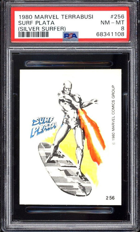 SILVER SURFER PSA 8 1980 Marvel Terrabusi Sticker #256 Surf Plata Marvel Graded Cards Sticker - Hobby Gems