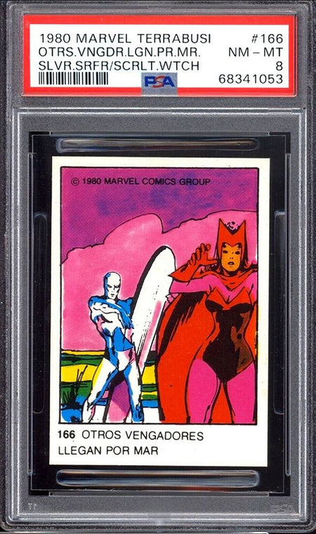 SILVER SURFER SCARLET WITCH PSA 8 1980 Marvel Terrabusi #166 Marvel Base Graded Cards - Hobby Gems