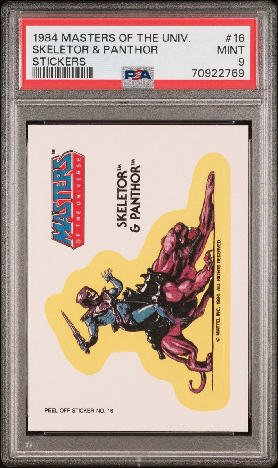 SKELETOR & PANTHOR PSA 9 1984 Masters of the Universe Sticker #16 Masters of the Universe Base Graded Cards - Hobby Gems