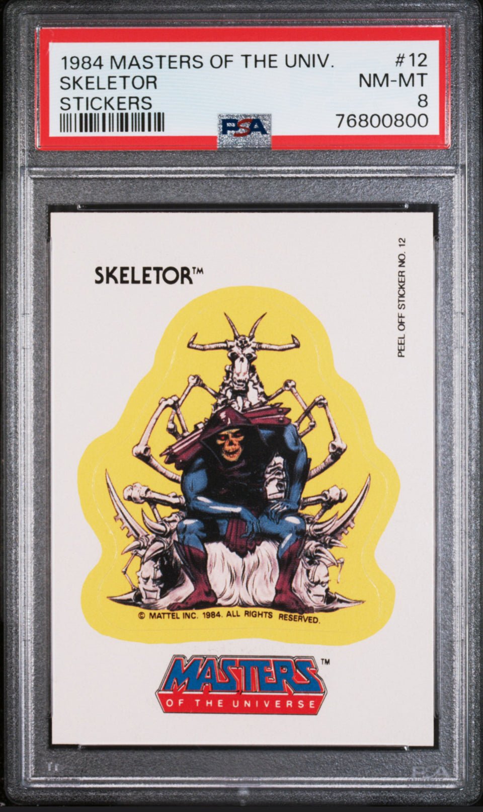 SKELETOR PSA 8 1984 Masters of the Universe Sticker 12 Masters of the Universe Base Graded Cards - Hobby Gems