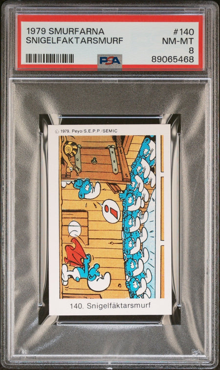 SNIGELFAKTARSMURF SMURF PSA 8 1979 Andra Motiv Smurfarna #140 Pop Culture Base Graded Cards - Hobby Gems