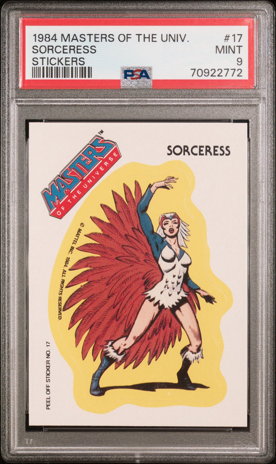 SORCERESS PSA 9 1984 Masters of the Universe Sticker #17 Masters of the Universe Base Graded Cards - Hobby Gems