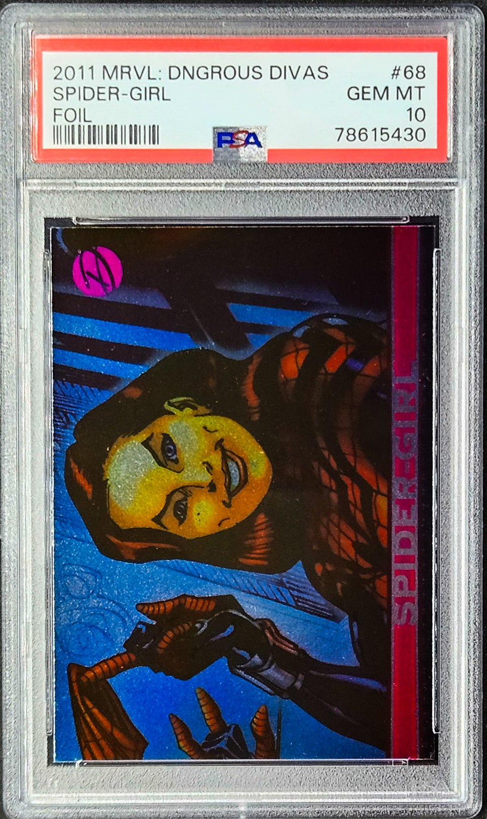 SPIDER-GIRL PSA 10 2011 Marvel Dangerous Divas Foil #68 Marvel Base Graded Cards - Hobby Gems