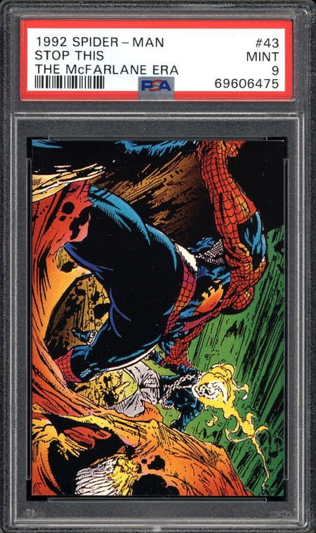 SPIDER-MAN GHOST RIDER PSA 9 1992 Spider-Man the McFarlane Era Stop This #43 Marvel Base Graded Cards - Hobby Gems