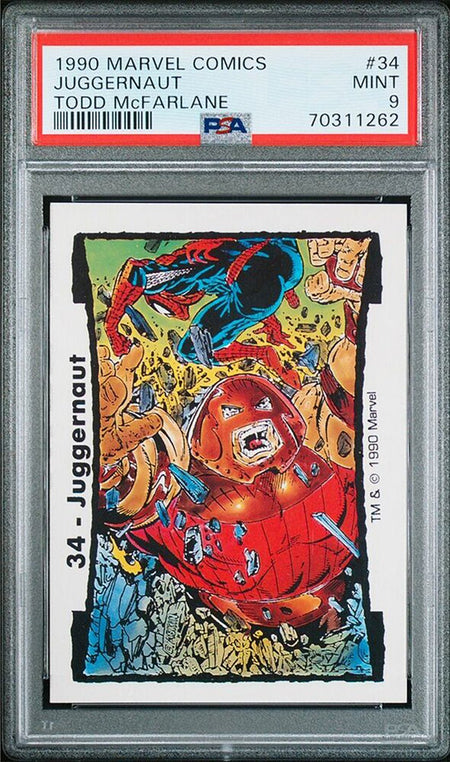 SPIDER-MAN JUGGERNAUT PSA 9 1990 Marvel Comics Todd McFarlane #34 Marvel Base Graded Cards - Hobby Gems